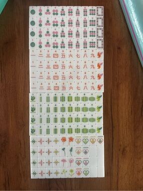 New Peace Love Mahjong "Vibrant Vibes" mahj tiles with pouch, dice, and mat